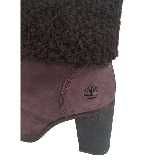 Timberland Camdale Fold Down Purple Leather Heeled‎ Boots A22E4 Womens size 7 - Picture 15 of 15